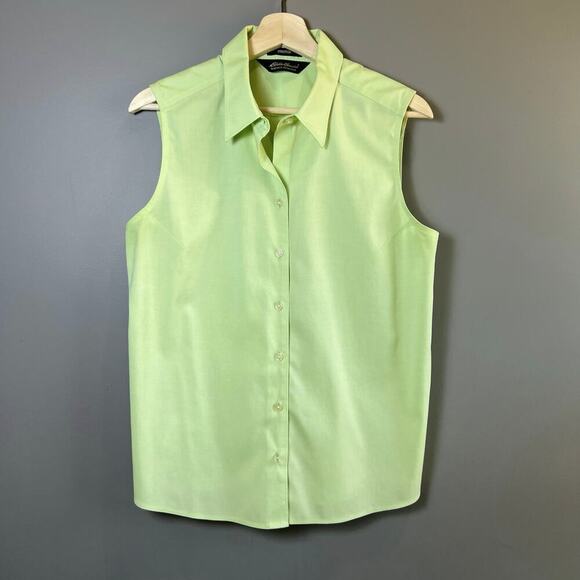 Eddie Bauer Wrinkle Resistant Button Up Sleeveless Green Top Size Large - Picture 1 of 7